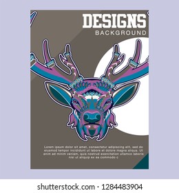 deer sketch vector graphics color head with horns - Vector