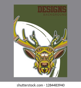 deer sketch vector graphics color head with horns - Vector