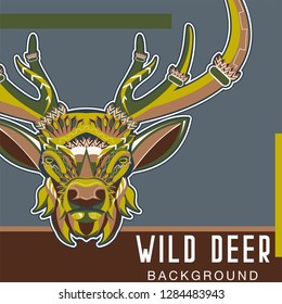 deer sketch vector graphics color head with horns - Vector