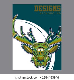 deer sketch vector graphics color head with horns - Vector