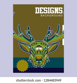 deer sketch vector graphics color head with horns - Vector