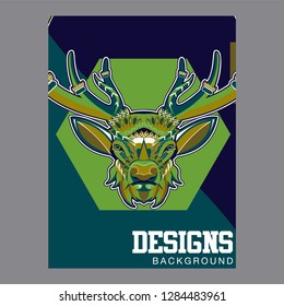 deer sketch vector graphics color head with horns - Vector