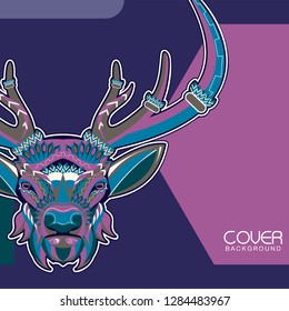 deer sketch vector graphics color head with horns - Vector