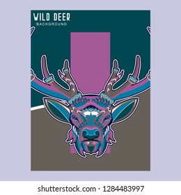 deer sketch vector graphics color head with horns - Vector