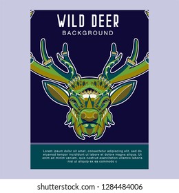 deer sketch vector graphics color head with horns - Vector