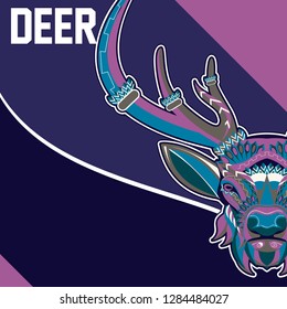 deer sketch vector graphics color head with horns - Vector