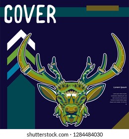deer sketch vector graphics color head with horns - Vector