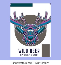 deer sketch vector graphics color head with horns - Vector
