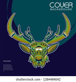deer sketch vector graphics color head with horns - Vector
