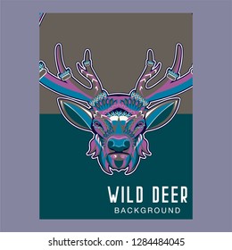 deer sketch vector graphics color head with horns - Vector