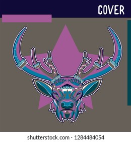deer sketch vector graphics color head with horns - Vector