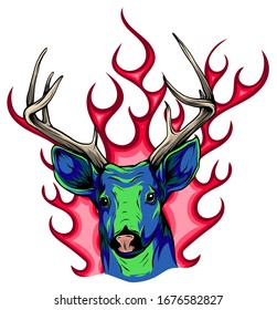 deer sketch vector graphics color head with horns