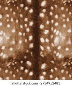 Deer skin fur pattern, Close-Up of Deer Fur Texture with White Spots, Perfect for Fashion and trendy surfaces. Animal print seamless pattern with a spine in the middle

