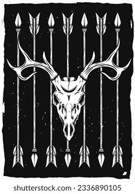 deer skull and arrows poster design