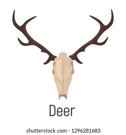 Deer skull color vector icon. Flat design