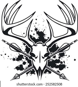 deer skull with crossing hunting arrows