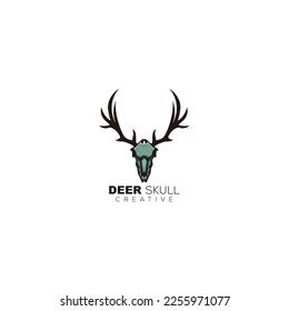 deer skull design mascot logo template icon