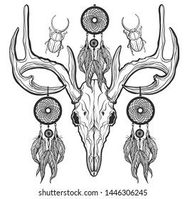 
Deer skull dream catcher  shirt tattoo design