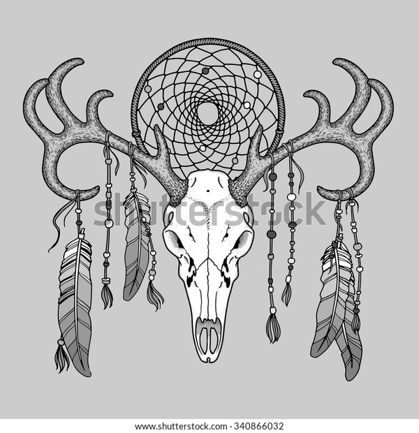 Deer Skull Dreamcatcher Vector Illustration Stock Vector Royalty Free