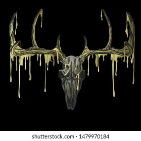 deer skull 
gold print t-shirt print sketch deer antlers deer mysticism art golden horns golden deer art vector fashion tatto vector art animal 