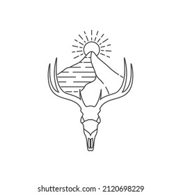 deer skull hipster and desert logo design  vector graphic symbol icon illustration creative idea