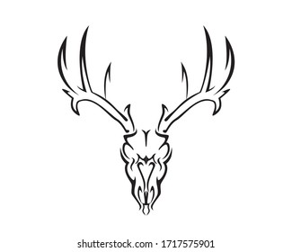 Deer Skull Illustration with Silhouette Style