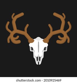 Deer skull isolated. Moose skeleton head. vector illustration