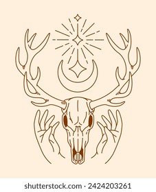 deer skull line art illustration