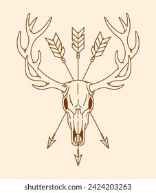deer skull line art illustration