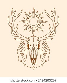 deer skull line art illustration