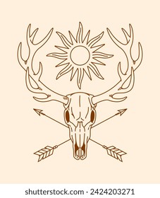 deer skull line art illustration