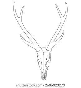 Deer skull line art vector design. Deer skull outline illustration design.
