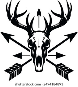 Deer skull logo with hunting elements illustrations
