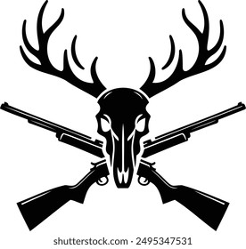 Deer skull logo with hunting elements illustrations