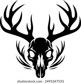 Logo de la calavera de ciervo con ilustraciones de Elementos de caza