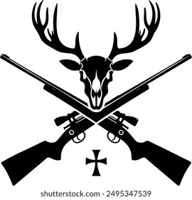 Deer skull logo with hunting elements illustrations