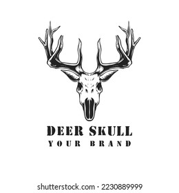 deer skull logo vintage hand drawn