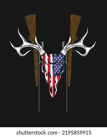 deer skull and sniper illustration