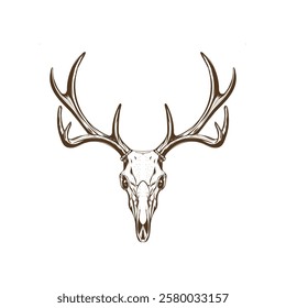 deer skull vector art silhouette logo design black and white 