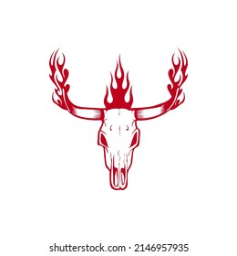 deer skull vector with fire
