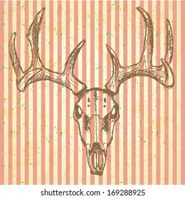 Deer skull, vector sketch background