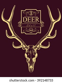 Deer Skull Vintage Engraving Style