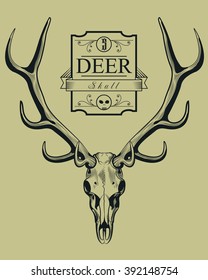 Deer Skull Vintage Engraving Style