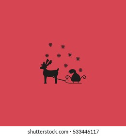 deer with sledges, icon
