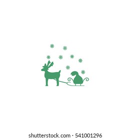 deer with sledges, icon