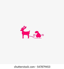 deer with sledges, icon