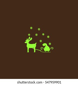 deer with sledges, icon
