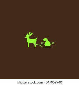deer with sledges, icon