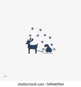deer with sledges, icon