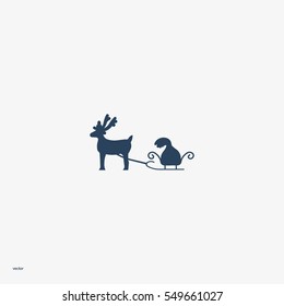 deer with sledges, icon